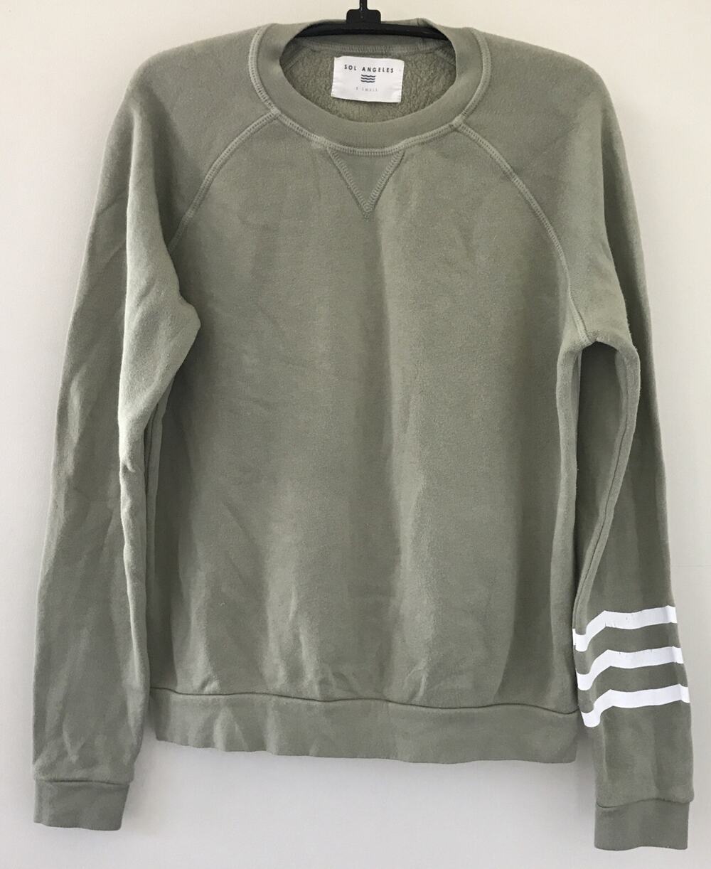 Sol Angeles Sage Green Crewneck Sweatshirt Made in USA Womens XS 46"